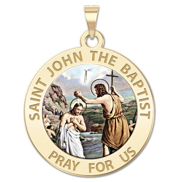 Solid 14K Yellow Gold 2/3 X 3/4 Inch Size of Nickel PicturesOnGold.com Saint John The Baptist Religious Medal Color Solid 14K Yellow Gold 2/3 X 3/4 Inch Size of Nickel PicturesOnGold.com Saint John The Baptist Religious Medal Color